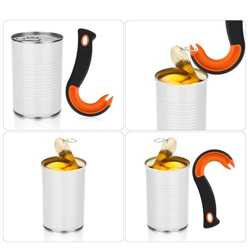 Easy Open Ring Pull Can Opener, J Hook Can Opener Pull Tab with No-Slip Grip for Seniors Kids Weak Hands Manual Soda Beer Pop Top Tin Bottle Jar Lid Lifter Tool (Orange) - Image 4
