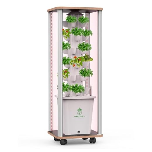 DPROOTS Hydroponic Tower Growing System Kits,30 Pods Vertical Indoor Garden,360° Full-Spectrum Lighs, Automatic Water Circulation System,Suitable for Leafy Greens and Herbs