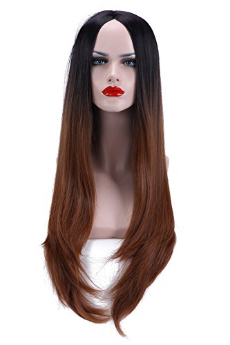 SARLA Wig Women's 2 Tones Ombre Wigs Synthetic Long Wavy Heat Resistant Party Wig