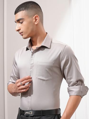 Image of Highlander Men's Slim Fit Formal Shirt | Solid Formal Shirt for Men | Comfortable Fabric | Stylish Design for Everyday Use & Office Wear