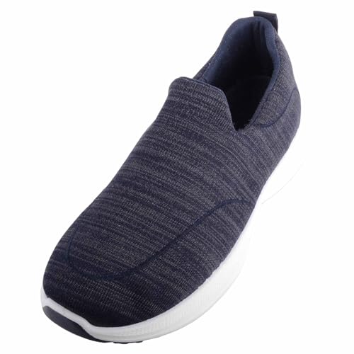 ABSOLUTE FOTWEAR Herr lätt dra på lätt vadderad fritidssko tränare, Marinblått Xsp, 44.5 EU