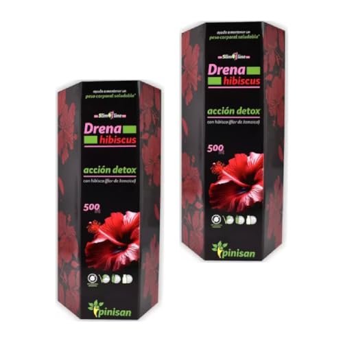 Pack x2 | Drena Hibiscus | Suplemento Drenante Natural 500ML | Apoyo a la Depuración y Control de Peso | VEGANO | PINISAN