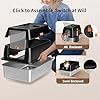 Tevila Extra Large Stainless Steel Litter Box with Lid, High Sided Enclosed Metal Cat Litter Pan, Dog Proof Front Entry Top Exit, Odor Control Easy Clean Leak Proof, Includes Mat, Scoop & Step, Black #4