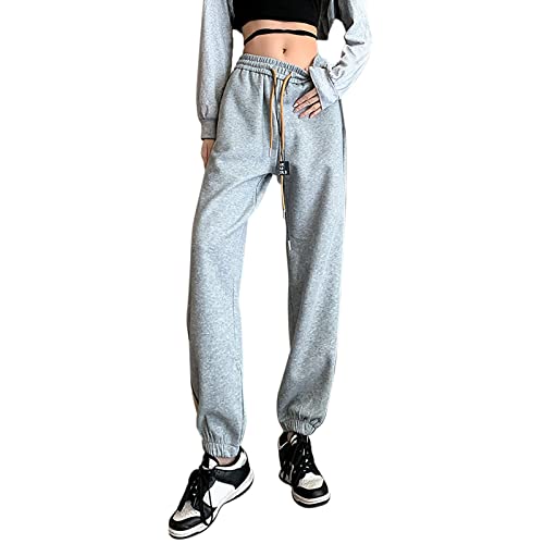 Calça de moletom feminina forrada com estampa de letras 2022, calça de lã esportiva com bolsos, calç