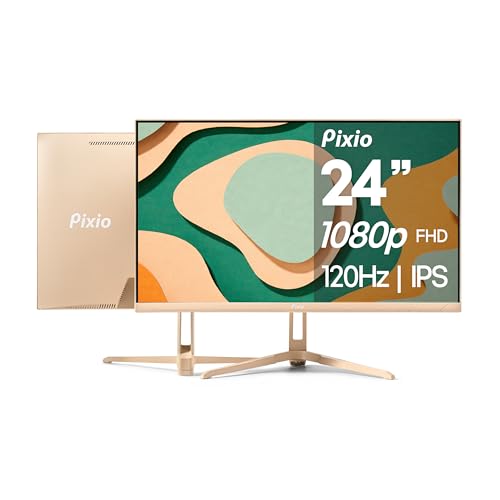 Image of Pixio PX246 Wave Beige 24 inch 120Hz 1080p IPS Panel Adaptive Sync Gaming Monitor with Beige HDMI 2.1 Cable Ultra Certified Ultra High Speed 6FT 8K 60Hz 4K 120Hz Nylon Braided