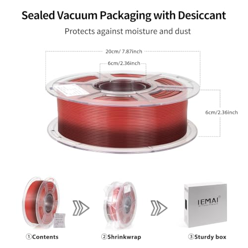 Image of IEMAI Translucent PETG Filament 1.75mm 1kg, Dual Color Gradient Coffee to Red 3D Printer Filament Up to 600mm /s Rapid Printing for Lampshades Artwork & Home Decor