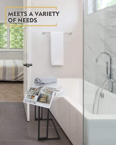 Moncot C Shaped End Table Tv Trays With Detachable Wheels, White Marble Texture Side Table, Mdf Wood Top Table For Small Space Couch Sofa Bedroom Living Room (White) #TOP3