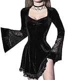DINGJIUYAN Plus Size Goth Black Gothic Dress Alternative Clothes Goth Dresses Witchy Dress Punk Dress Gothic Dresses Gothic Lolita Dress