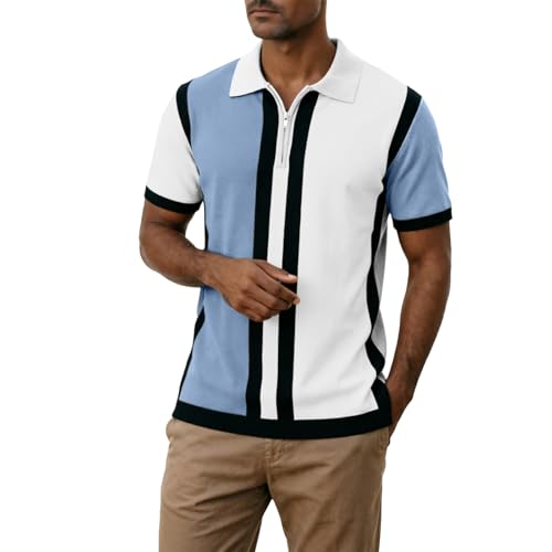 Polo homme manches courtes respirant anti transpiration style classique demi zip quotidien