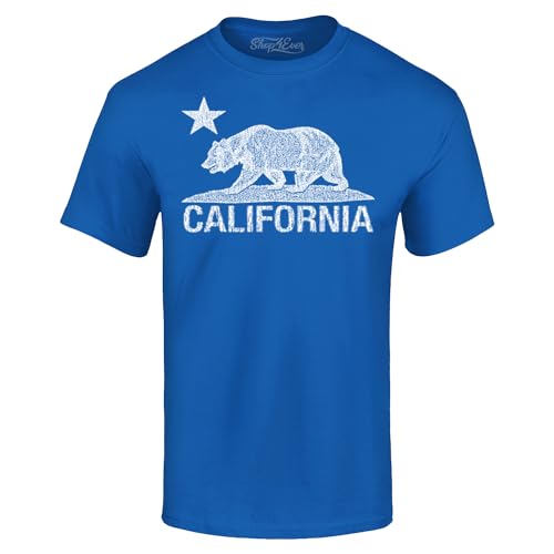 Shop4Ever California Distressed White Bear T-Shirt Cali Shirts