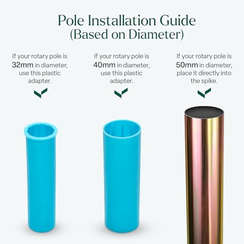 Winsome Rotary Washing Line Spike With 2 Plastic Adaptors To Fit 32, 40, 50Mm Diameter Poles | Heavy Duty Multi Fit Ground Soil Spear Base For Rotary Airers - 4