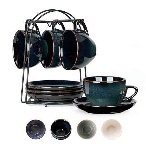 SIDUCAL Espresso Cups Set of 4 [8oz] Porcelain...