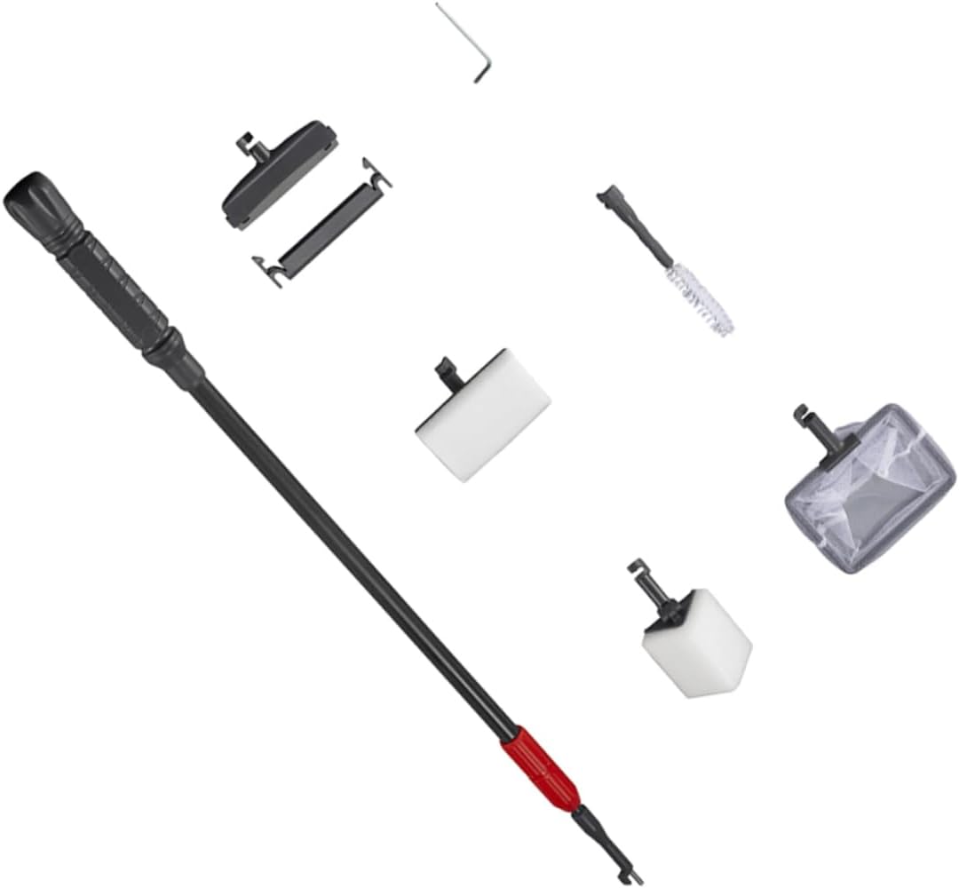 FRCOLOR Fish Tank Tools Set Innovative Handle Design Scraper Scratch Pads Fish Net Sponge Brush for Efficient Aquarium Maintenance