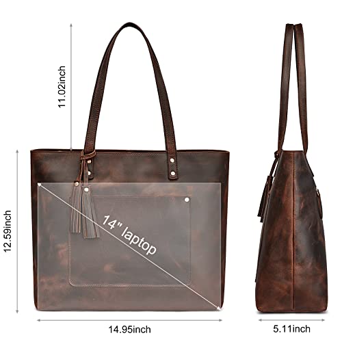 Bolso Tote de Cuero Vintage para Mujer Grande de Trabajo miniatura 5