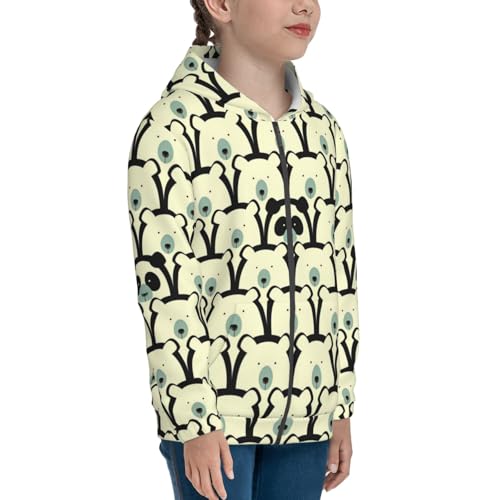 Panda Among Polar Bears Kids Pullover Hoodies Boys Zip Up Sweatshirts Girls Athletic Clothes with Pocket4
