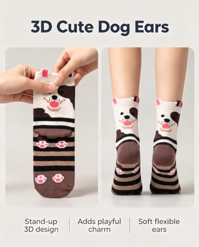 Image of Chalier 5 Pairs Socks for Women, Fun Cat Dog Animal Funny Socks Gifts