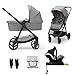 Kinderkraft NEWLY Kinderwagen 4 in 1, Komplettset bis 22 kg, Leicht Kombikinderwagen mit Babyschale Regenschutz Fußsack, wasserfestes Verdeck mit UPF50+, Zusammenklappen, Liegeposition, Schwarz