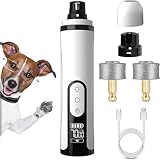 Upgrade Heusom Silent Pro Groom Nail Grinder Cordless with LED Light & 3 Speeds for Dogs and Cats,2000mAh USB Rechargeable Dog Nail Trimmer for Thick Nails (1pc+2 Heads)