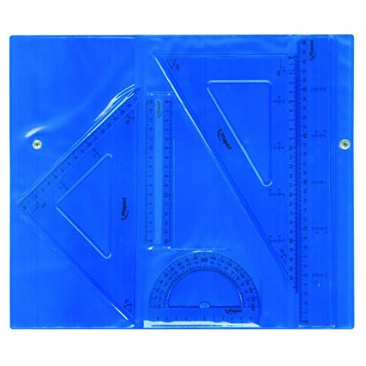 Maped- Juego Broche, 5 Unidades: 2 Reglas, dos escuadras y un cartabón, Color Variado (897112), Plástico