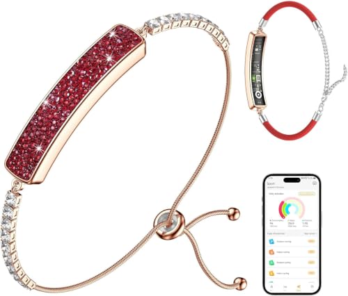 Image of Smart Bracelet for Women - Fitness Tracker with Heart Rate, Sleep & Step Tracking, 1ATM Water Resistant, Multi-Sport Modes, Fitness Tracking Wearable with Free App, 2 Bands (Red)