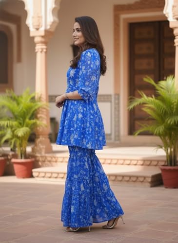 Ensemble kurti imprimé chic pour vos soirées d'été et fêtes