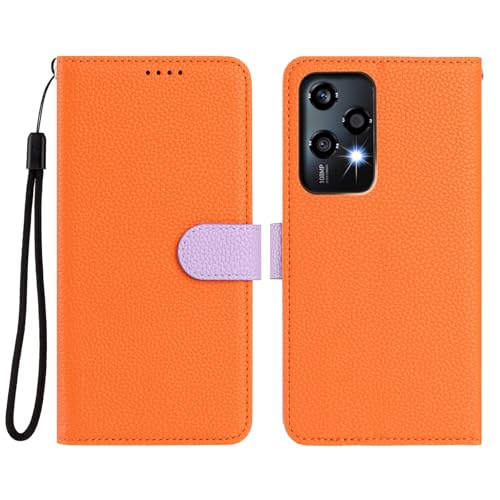 Coque pour Honor 200 Lite étui portefeuille à rabat litchi noir