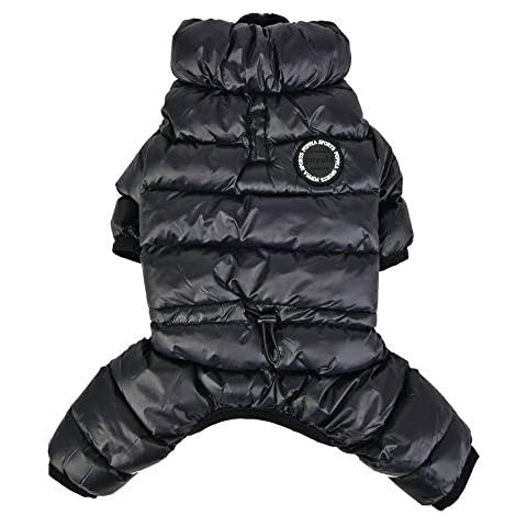 Puppia Winter Ultralight Dog Jumpsuit B Waterproof Warmth for Cold Weather Zipper Closure for Small and Medium Dogs, Black, Medium Cover