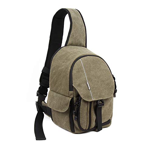 Camera Sling Bag Backpack DSLR Mirrorless Camera Case Canvas Shoulder Chest Bag