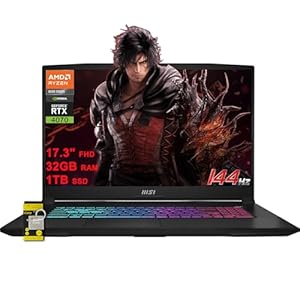 MSI Katana A17 AI Laptop 17.3″ FHD 144Hz AMD Octa-core AI-Capable Ryzen 7 8845HS (Beats i7-12700H) 32GB RAM 1TB SSD GeForce RTX 4070 for AI Gaming Win11 w/ICP Hub