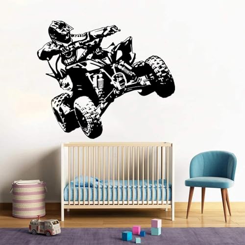 Vinilo decorativo negro para pared diseño Quad Bike 56x65 cm miniatura 1