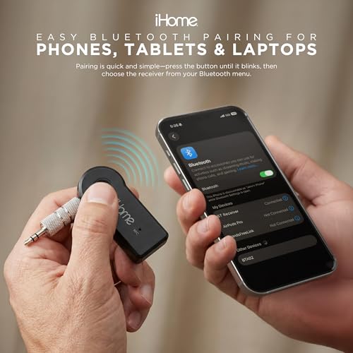 iHome 3.5mm Audio Receiver with Built-in Mic, Wireless Music Streaming, Compact Design by iHome - Used condition - Image 4