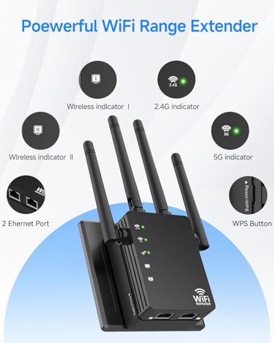 Image of WiFi Extender Signal Booster for Home, WiFi Extender, Long Range up to 12880 Sq Ft and 105 Devices, Internet Extender WiFi Booster, WiFi Repeater with Ethernet Port, Signal Booster