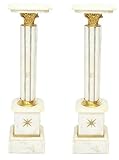 Casa Padrino Baroque Marble Columns Set White/Gold - Marble Column (2 pcs)