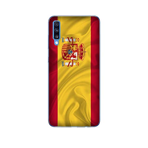 Funda Carcasa Compatible con Samsung Galaxy A70 Banderas de la Ciudad España/TPU Suave Gel de Silicona/Teléfono Hard Snap en Antideslizante...
