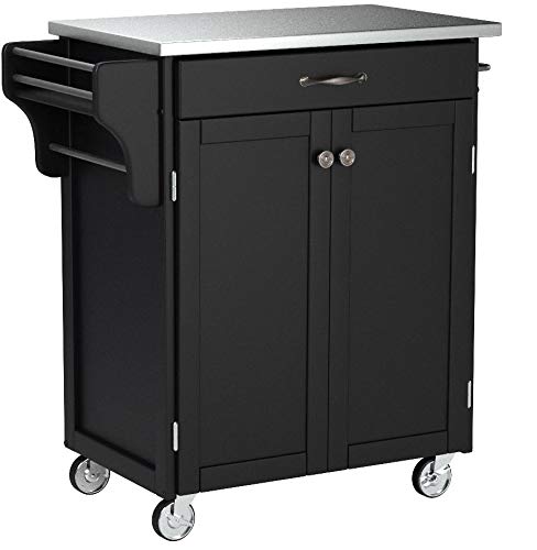 Create-a-Cart Black 2 Door Kitchen Cart with Stainless Steel Top by Home Styles - Thumbnail 3