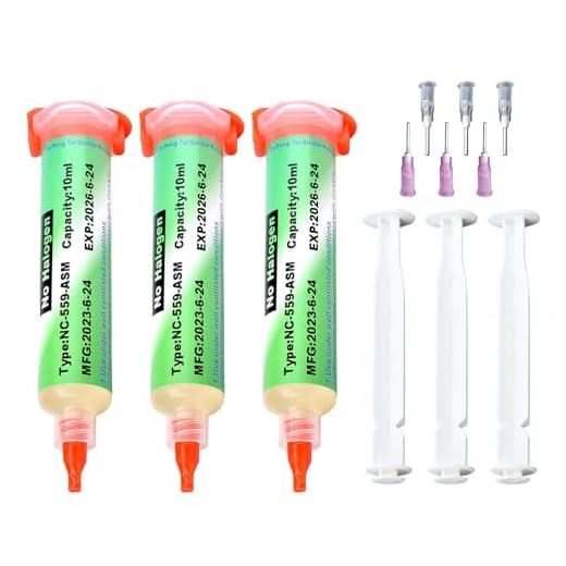 BORISCA 3 Piezas Flux para Soldar Estaño, 10 ml Flux Soldadura Electronica con 3 Empujado, Pasta de Soldadura sin Plomo de Jeringa, Punto de Fusión 138°C Pasta Soldar sin limpieza para BGA PCB SMD