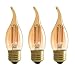 Panledo LED Filament Candelabra Bulb 4W Dimmable, 40W Equivalent, Vintage Classic Edison style, Amber Glass Light bulbs, Gold Tint Flame Tip, E26 Base, Ultra Warm White 2200K, Pack of 3