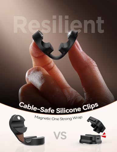 8-Pack Silicone Cord Organizer Magnetic Cable Clips, Adhesive Cable Management Under Desk Wire Hider, FLYLEAD Desktop Cable Organizer for Phone, Office Workspaces Desk Organization Home Accessories — view 2