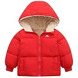 UNICOMIDEA Baby Girl Winter Jackets 2-3T Fall Hooded Toddler Coat Fashion Red Warm Baby Zipper Outerwear Size 2nd Girls Fall Comfy Long Sleeves Plush Kids Outwear With Pockets