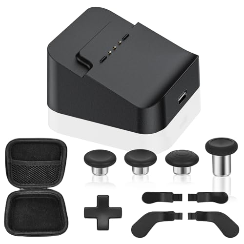10 in 1 Charging Station Set for Xbox Elite Controller Series2 / Series2 Core – Accessories Includes 1 Charging Dock, 4 Paddles, 4 Thumbsticks, 1 Standard D-Pads & Carrying(Black)