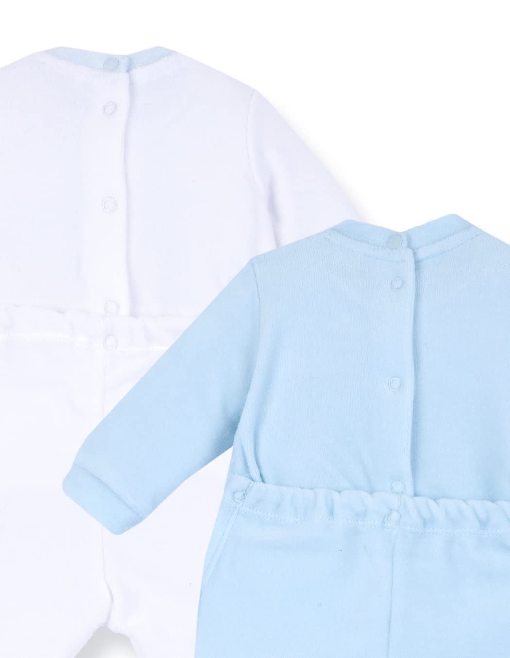 Chicco Zestaw kombinezonów szenilowych ze stopką, kombinezon zimowy unisex 0-24 (2 sztuki), Niebieska, 0 miesięcy