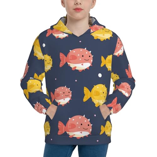 Cute Puffer Fish Kid Hoodies Boys Sweatshirts Girls Pullover with Pocket