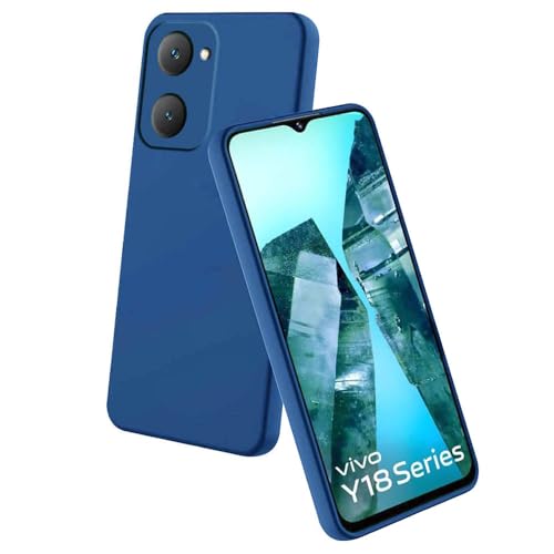 Image of Back Cover for Vivo Y18 | Full Camera Protection | Premium Liquid Silicon Case | Flexible Bumper Case for Vivo Y18 4G / Y18e 4G / Y28s 5G / Y28e 5G / Y03 4G /T3 Lite 5G /Z9 Lite 5G (Dark Blue)