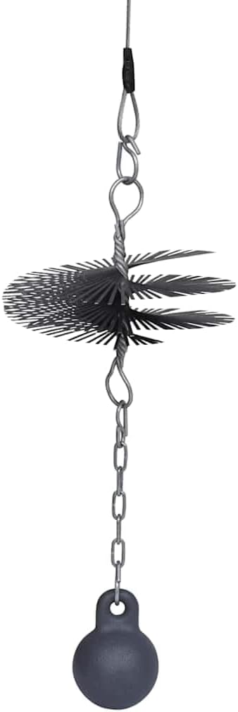 vidaXL Round Chimney Cleaning Brush Kit-5.9" Diameter- Steel Wire Brush with Chain-Attached Ball and Thread- Durable Fireplace and Chimney Cleaning Tools