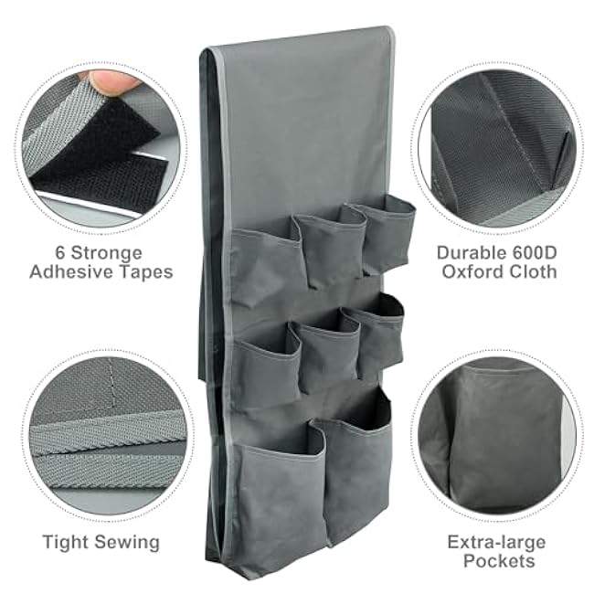 Mini Fridge Caddy Organizer 60 x 12.6 Fridge Hanging Organizers Household Dorm Refrigerator Caddy Storage Organizer with 11 Large Pockets for Home Dorm Kitchen Flatware Storage Organization