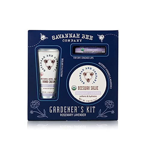 Savannah Bee Gardener's Kit - Hand Cream, Lip Balm And Beeswax Salve Kit - Rosemary Lavender #TOP24