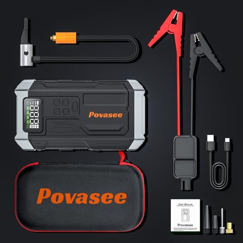 Povasee A6 [2025New Model] 5000A Jump Starter With Air Compressor,Battery Jumper Starter Portable thumb #7