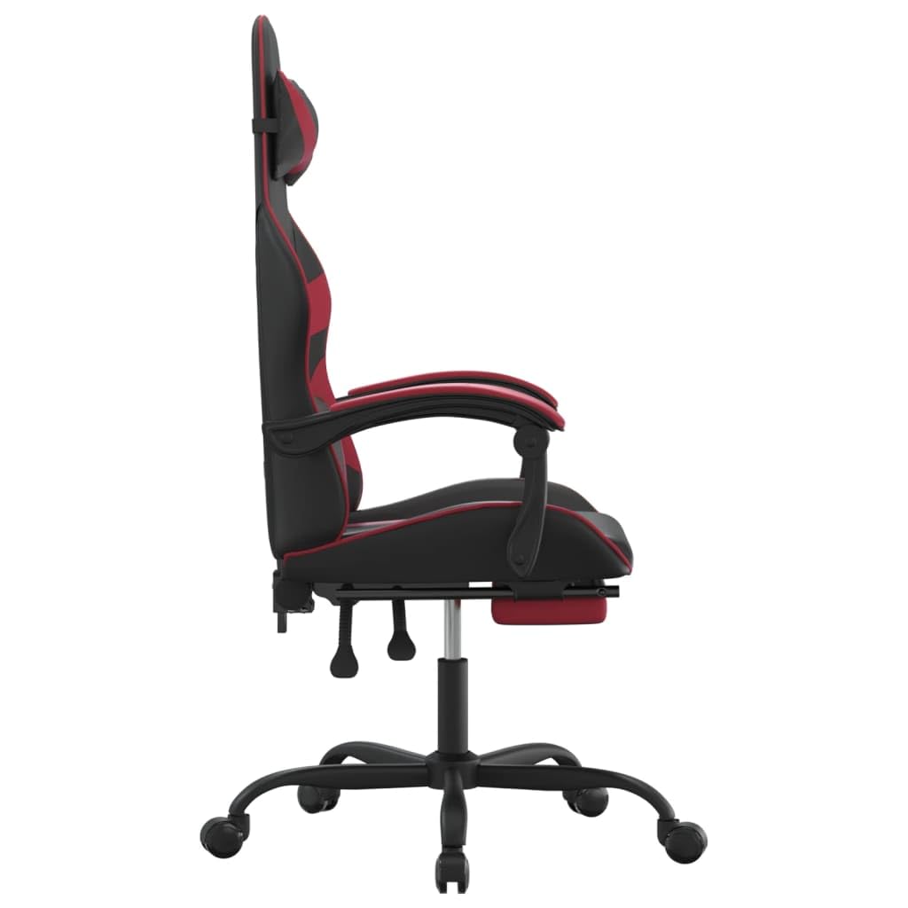Gaming-Stuhl mit Fußstütze Drehbar Schwarz Weinrot Ergonomischer Sitzsessel mit Rückenlehne Wippfunktion für Homeoffice Jugend PC Esport Komfort