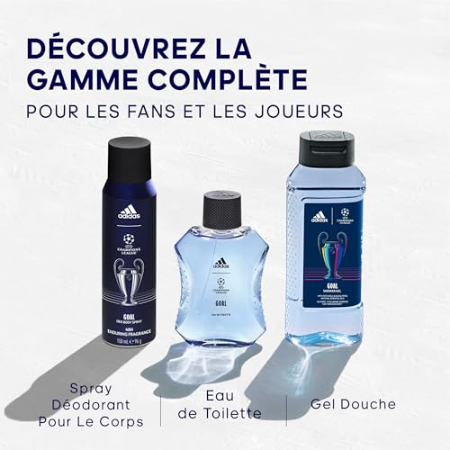 adidas UEFA GOAL Edition Eau de Toilette 100ml – Parfum Frais Longue Tenue à la Sauge & Patchouli, Vegan