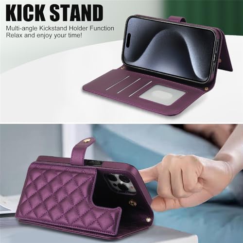 Étui en cuir iPhone 16 Pro violet foncé : la protection magnétique raffinée - 5